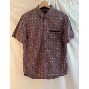 Level Ten Men’s Short Sleeve Button-Up Shirt Size Large – Mauve Geometric Casual